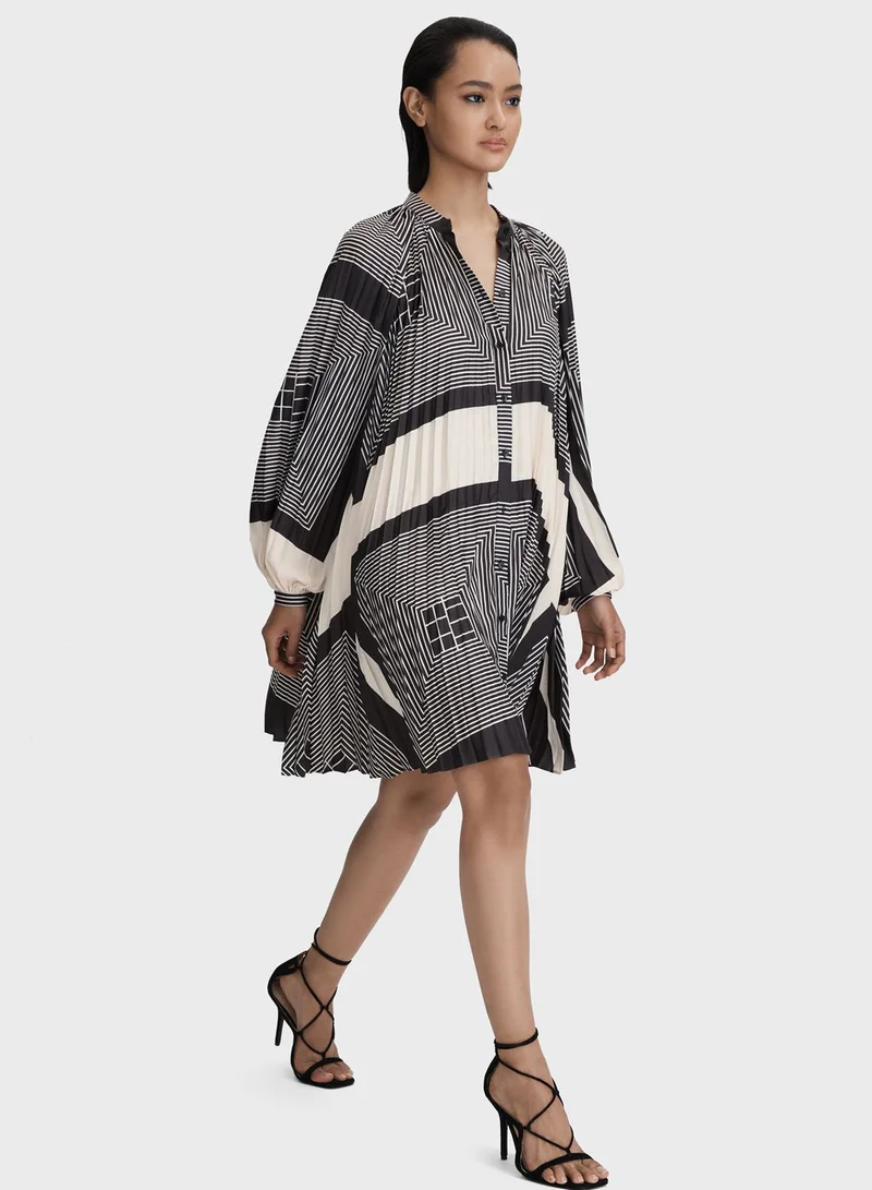 REISS Geometric Print Dress