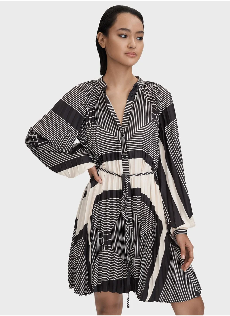 REISS Tie Detail Belted Dress