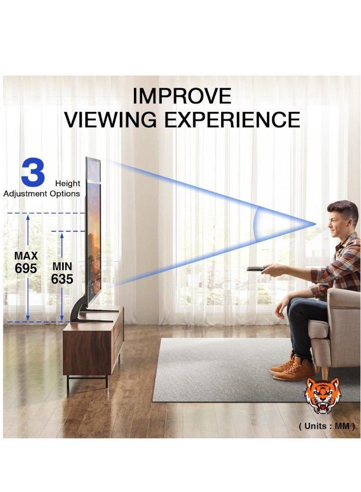 TIGER أرجل حامل التلفاز العالمية – قاعدة استبدال للطاولة للتلفزيونات من 20-65 بوصة LCD/LED/OLED/Plasma، تدعم حتى 40 كجم، أقصى VESA 800x500 مم، متوافقة مع الشاشات المسطحة والمنحنية - Image 2