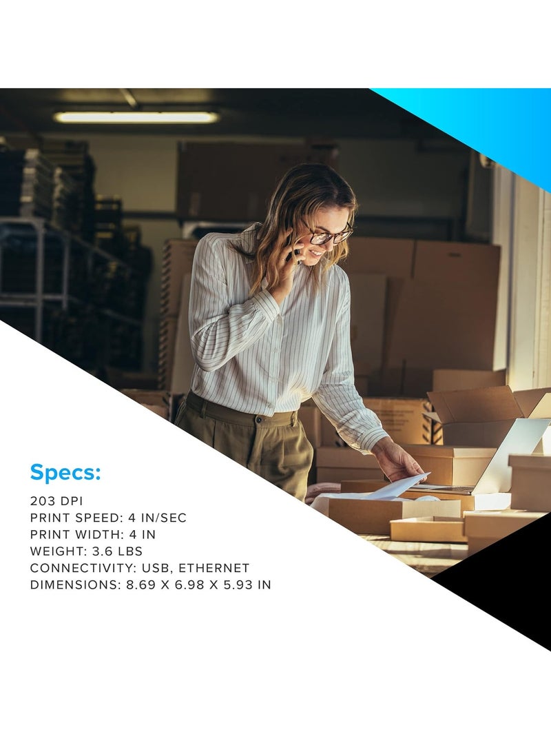 زيبرا ZEBRA ZD421 طابعة سطح المكتب الحرارية المباشرة 300 نقطة في البوصة عرض الطباعة 4 بوصة USB إيثرنت ZD4A043-D01E00EZ - Image 2