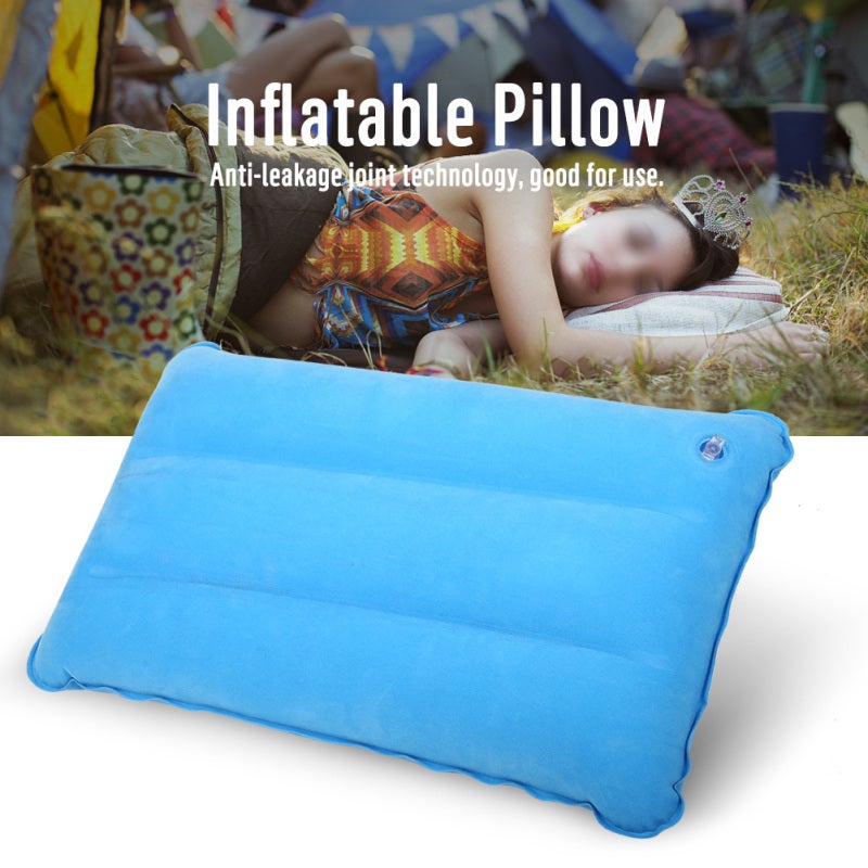 Inflatable Camping Pillow: Blue Square Folding Design - Comfortable Soft Cervical Pressure Relief Lightweight Portable Easy To Inflate Air Leak Proof Pillow For Outdoor Travel Hiking Office Naps - Image 3