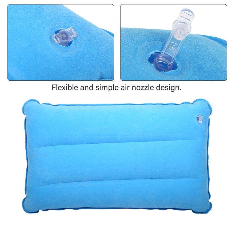 Inflatable Camping Pillow: Blue Square Folding Design - Comfortable Soft Cervical Pressure Relief Lightweight Portable Easy To Inflate Air Leak Proof Pillow For Outdoor Travel Hiking Office Naps - Image 4