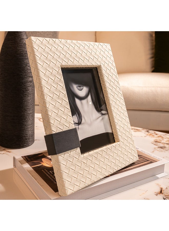 MAAC Home Modern White Textile Textured Large Photo Frame   Sleek Unique Design Photo Potrait Frame with Distressed Finish for Elegant Look, Ideal for Home Decor, Home Gallery or Family Portraits