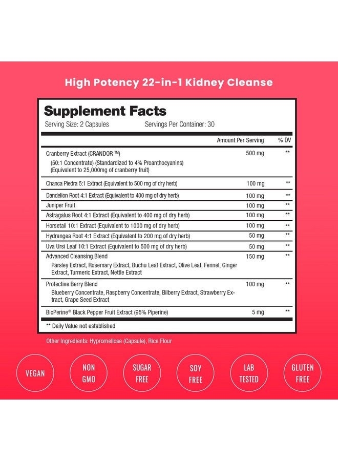 NutraChamps NutraChamps Kidney Cleanse Detox, 22-in-1 Kidney Health Supplement, Extra Strength 50:1 Cranberry Extract with Bioperine for Increased Absorption - Image 2