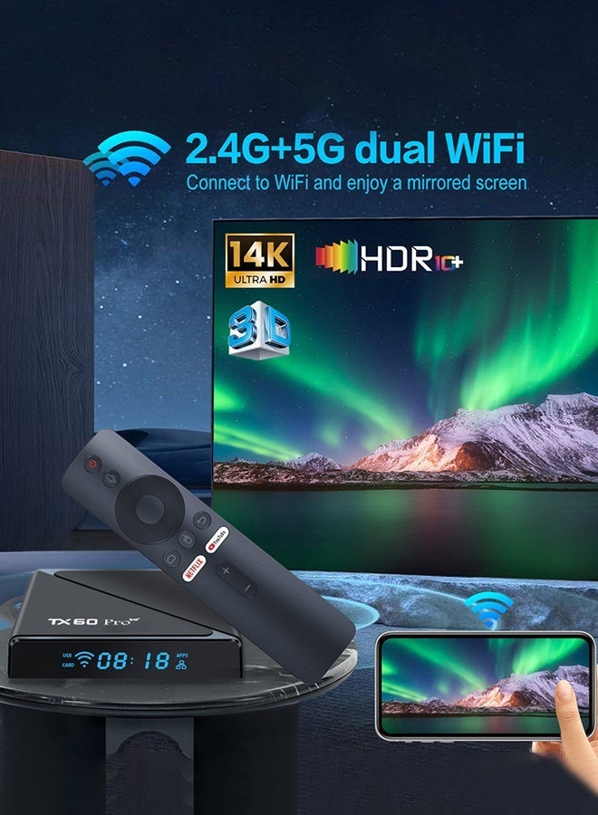 صندوق التلفزيون الذكي Tx60 Pro 8K Tx60 Pro 8K Android 14 Quad Core Allwinner H313 مع 2.4G/5G Wifi6 وجهاز تحكم عن بعد - Image 5