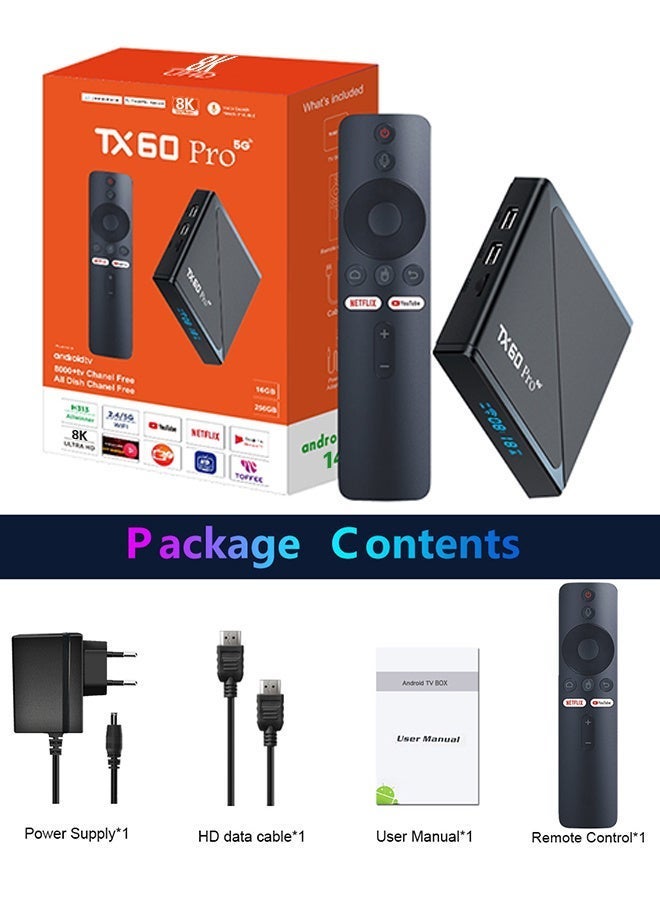 صندوق التلفزيون الذكي Tx60 Pro 8K Tx60 Pro 8K Android 14 Quad Core Allwinner H313 مع 2.4G/5G Wifi6 وجهاز تحكم عن بعد - Image 3
