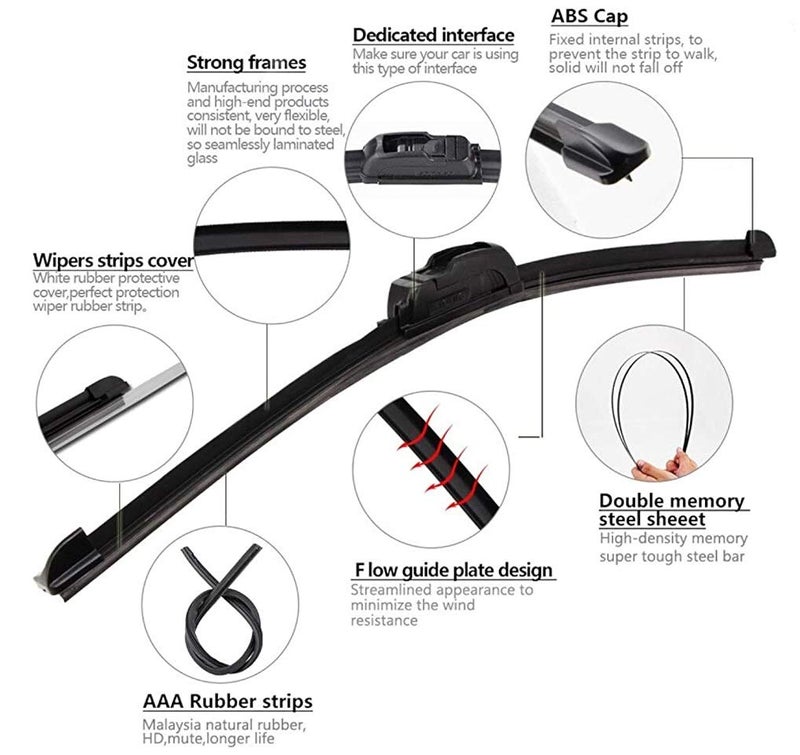 Auto Hub Frameless Car Wiper Blades Compatible with City - Set of 2,(D-22,P-14) - Image 5