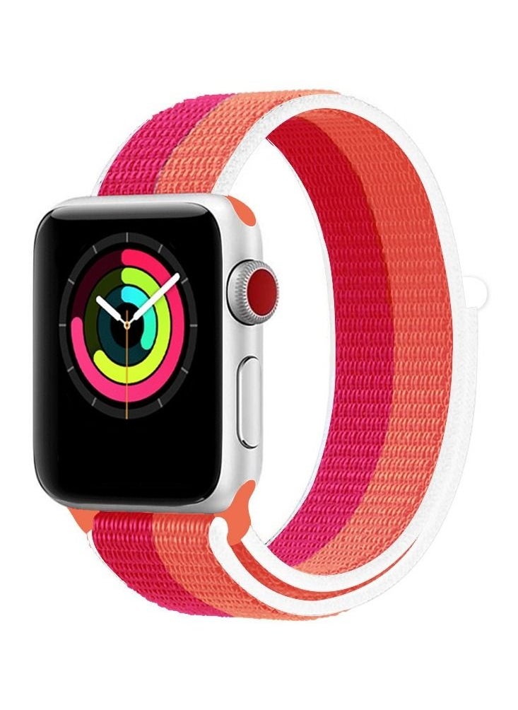CATANES - Apple Watch 38mm 40mm 41mm Nylon Sport Loop Band Compatible with iWatch Series 7/SE/6/5/4/3/2/1 Orange/Red - Image 1