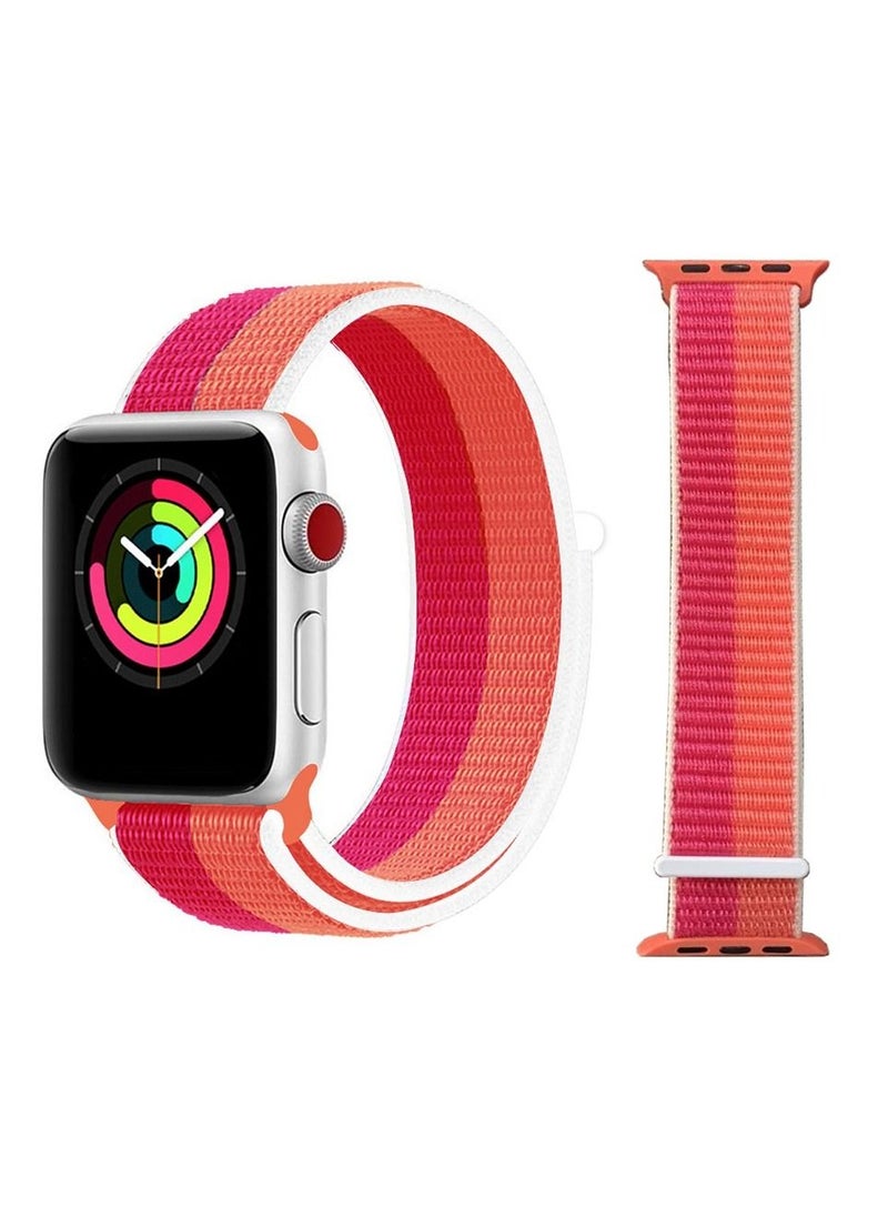 CATANES - Apple Watch 38mm 40mm 41mm Nylon Sport Loop Band Compatible with iWatch Series 7/SE/6/5/4/3/2/1 Orange/Red - Image 1