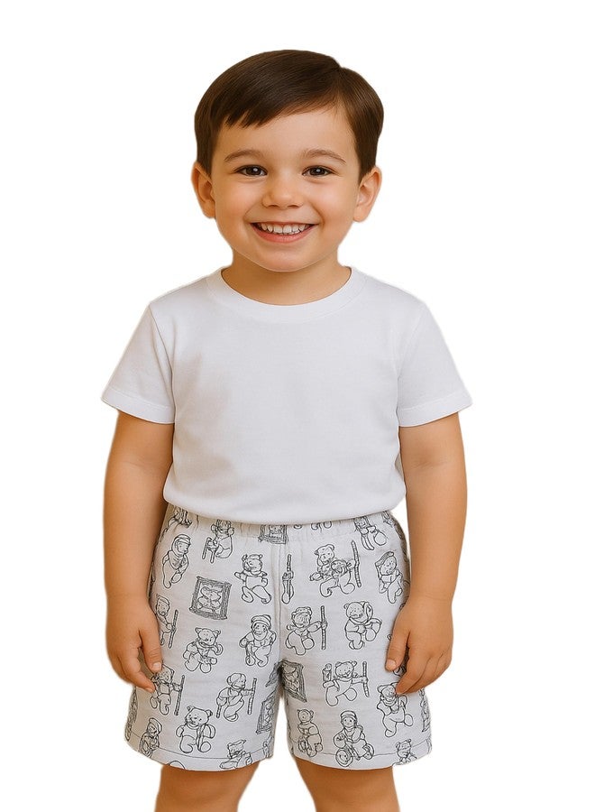 Cortica Kids' Cotton Shorts Combo Pack - Stylish & Comfortable Shorts for Boys, Girls & Kids (Pack of 1 Random Colors & Prints) Multicolour - Image 1