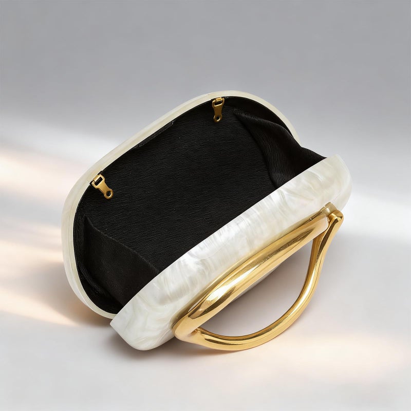 Bowasin Gold Clutch Purses for Women Formal,Marble Acrylic Women's Evening Handbags Purse,Trendy Metal Handle Evening Purse,Clutch Bag 2025 for Wedding Party Causal - Image 5
