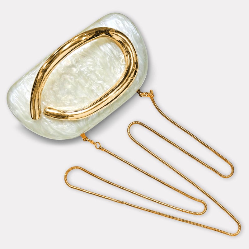 Bowasin Gold Clutch Purses for Women Formal,Marble Acrylic Women's Evening Handbags Purse,Trendy Metal Handle Evening Purse,Clutch Bag 2025 for Wedding Party Causal - Image 2