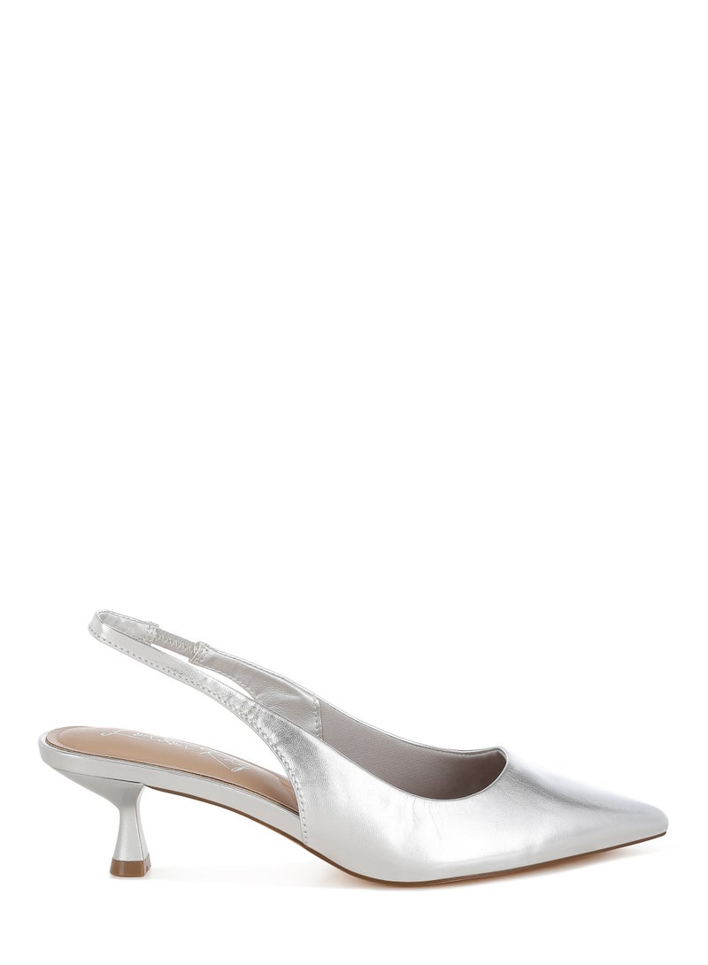 London Rag Kitten Heel Metallic Slingback Sandals  - Image 1