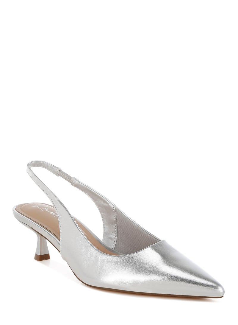 London Rag Kitten Heel Metallic Slingback Sandals  - Image 2