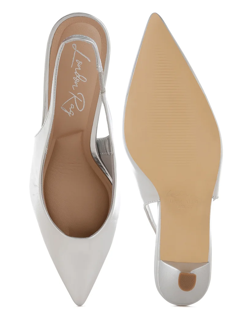 London Rag Kitten Heel Metallic Slingback Sandals