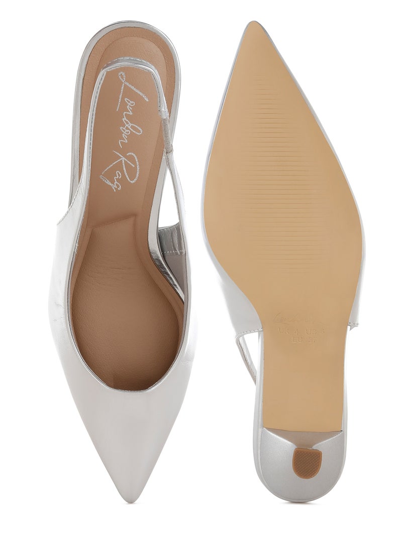 London Rag Kitten Heel Metallic Slingback Sandals  - Image 4