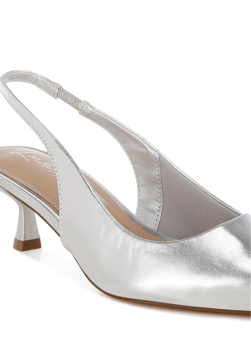 London Rag Kitten Heel Metallic Slingback Sandals
