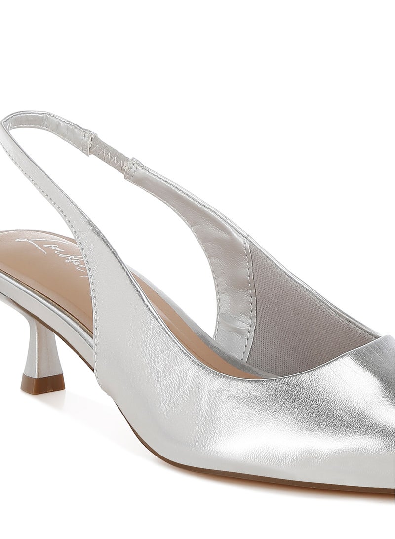 London Rag Kitten Heel Metallic Slingback Sandals  - Image 5