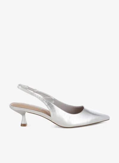 London Rag Kitten Heel Metallic Slingback Sandals