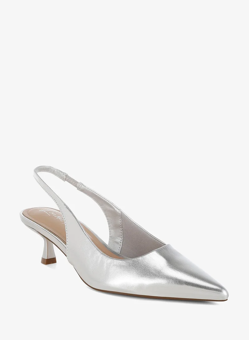 London Rag Kitten Heel Metallic Slingback Sandals
