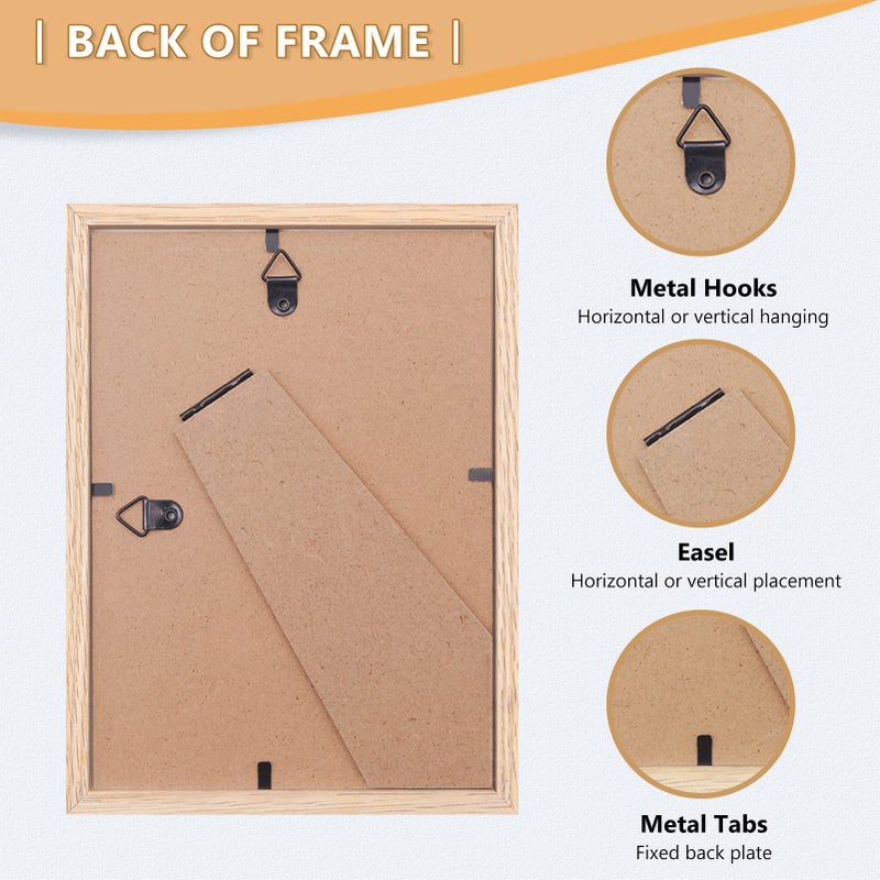 ATOBART 5x7 Picture Frame  OAK Wood Photo Frame with Perspex Glass for Vertical or Horizontal Tabletop Wall Display for Photos  Paintings  Posters  Artwork  Birthday Christmas Gift  Set of 3 - Image 3