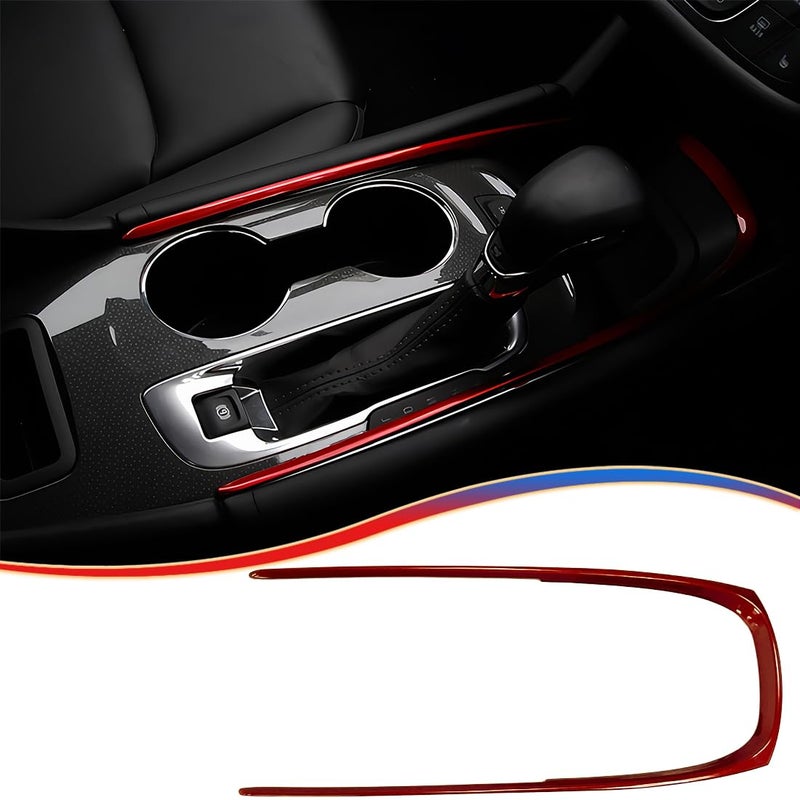MUXEE Car Gear Shift Panel Trim for Chevrolet Malibu 2016 2017 2018 2019 2020 2021 2022 2023 2024 ABS Wine Red Sport Interior Trim Full Set Accessories