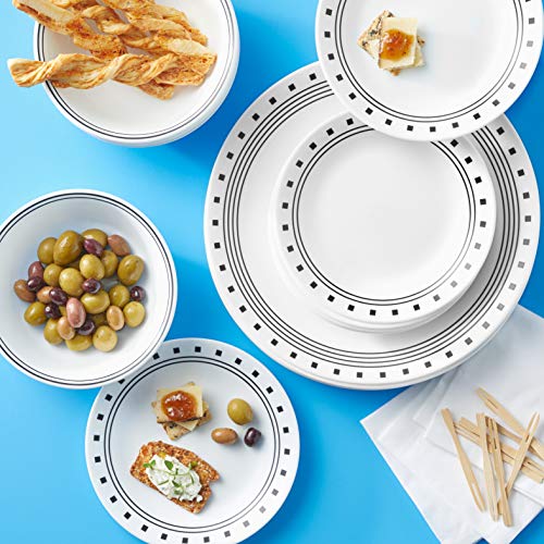 Corelle Vitrelle 18-Piece Service for 6 Dinnerware Set Triple Layer Glass and Chip Resistant, Lightweight Round Plates and Bowls Set, City Block - Image 3