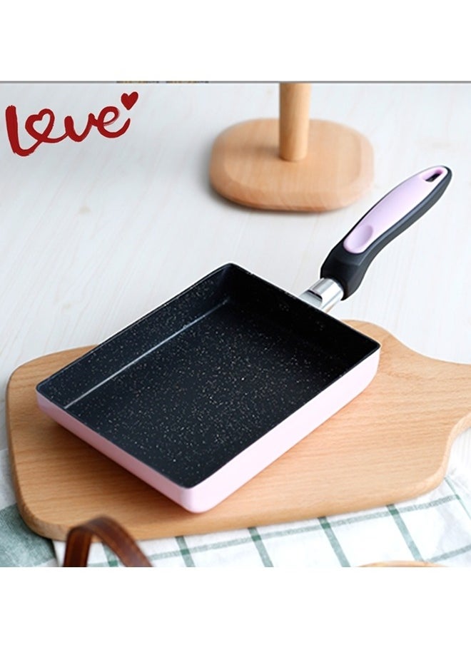 Beauenty - Japanese Omelette Pan/egg Pan,Non-stick Coating,rectangle Frying Pan Mini Frying Pan,Square Pan for Egg,Fish,Meat(Pink) - Image 1