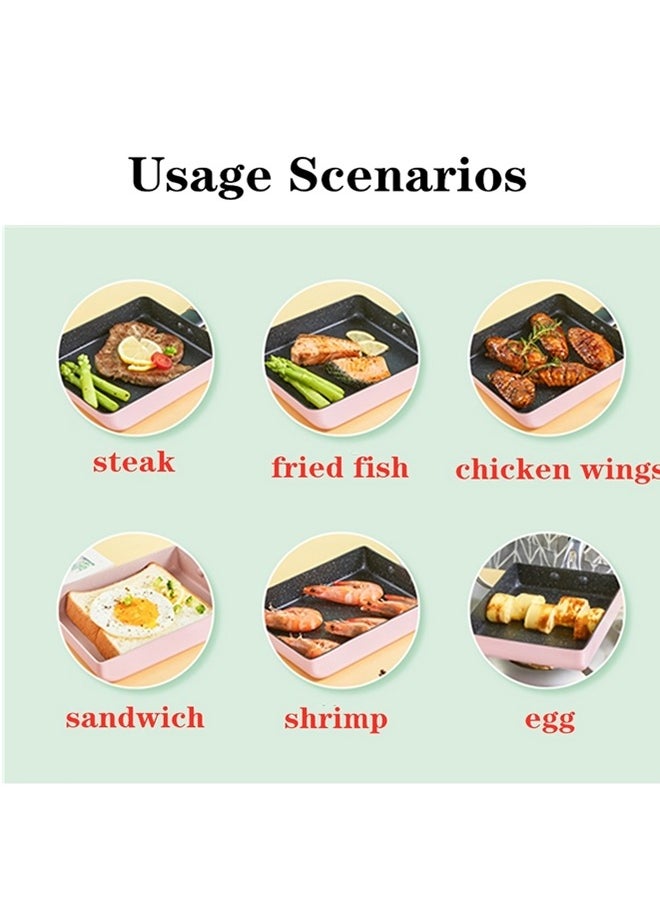 Beauenty - Japanese Omelette Pan/egg Pan,Non-stick Coating,rectangle Frying Pan Mini Frying Pan,Square Pan for Egg,Fish,Meat(Pink) - Image 1