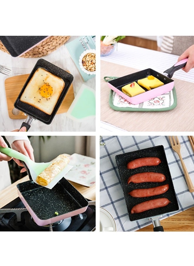 Beauenty - Japanese Omelette Pan/egg Pan,Non-stick Coating,rectangle Frying Pan Mini Frying Pan,Square Pan for Egg,Fish,Meat(Pink) - Image 1