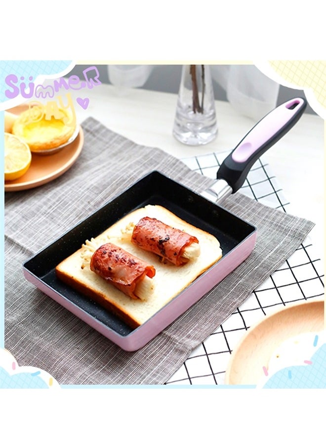 Beauenty - Japanese Omelette Pan/egg Pan,Non-stick Coating,rectangle Frying Pan Mini Frying Pan,Square Pan for Egg,Fish,Meat(Pink) - Image 1