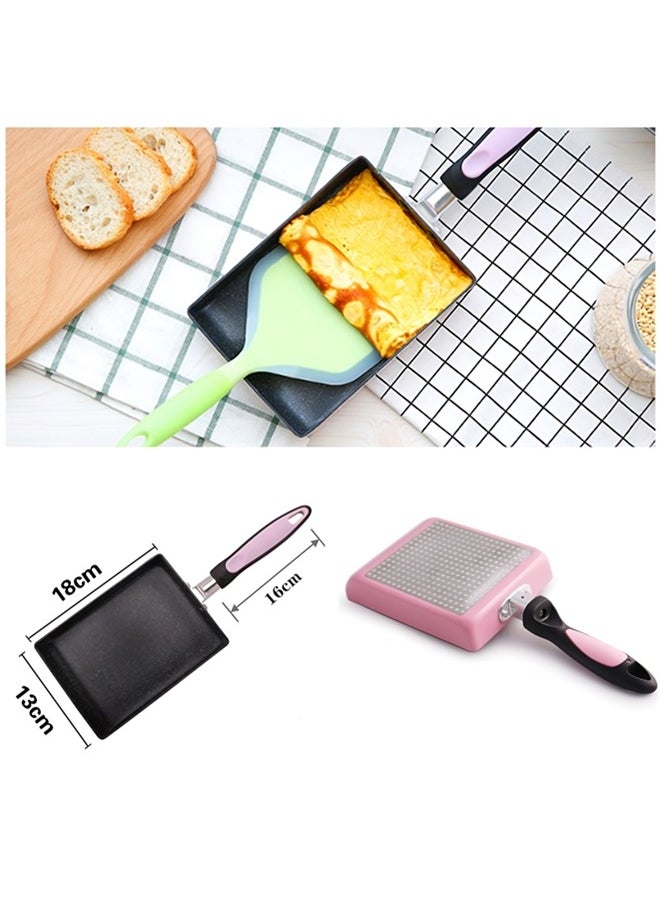 Beauenty - Japanese Omelette Pan/egg Pan,Non-stick Coating,rectangle Frying Pan Mini Frying Pan,Square Pan for Egg,Fish,Meat(Pink) - Image 1