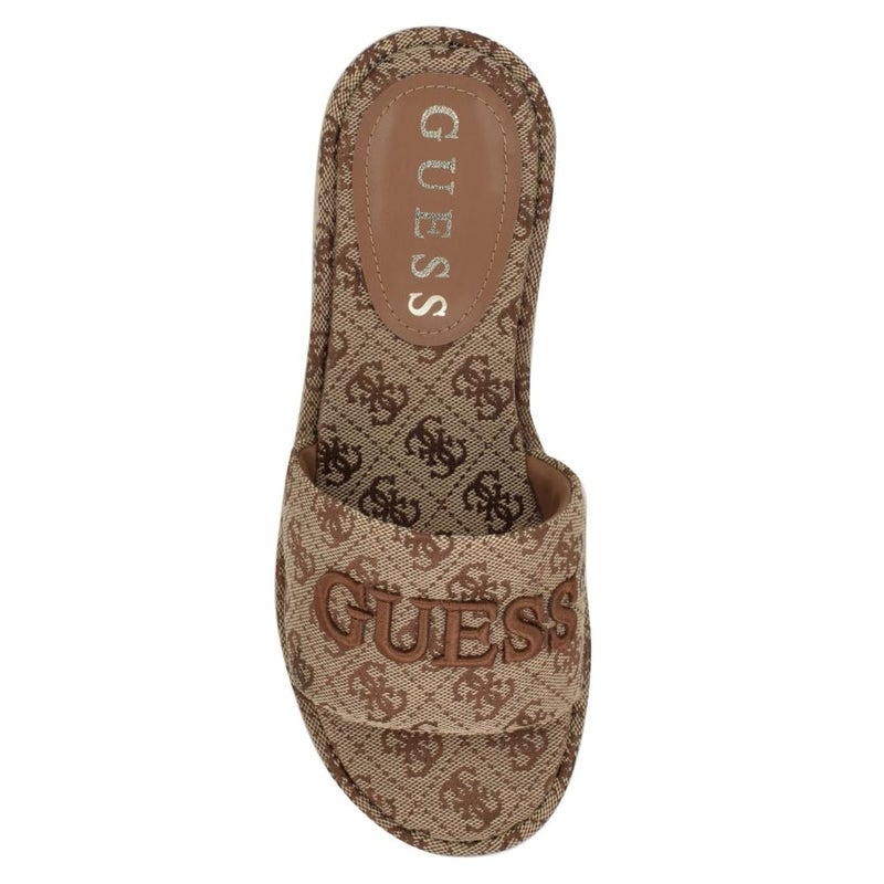 Guess Women's BINTAI Sandal, Medium Brown Logo 210, 8.5 - Image 4