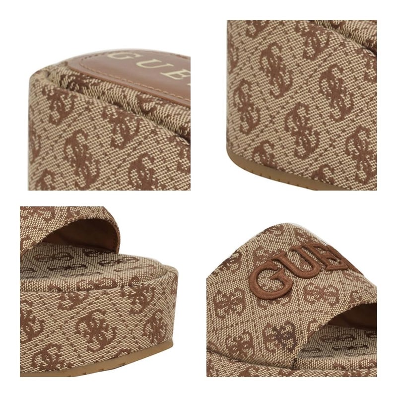 Guess Women's BINTAI Sandal, Medium Brown Logo 210, 8.5 - Image 5