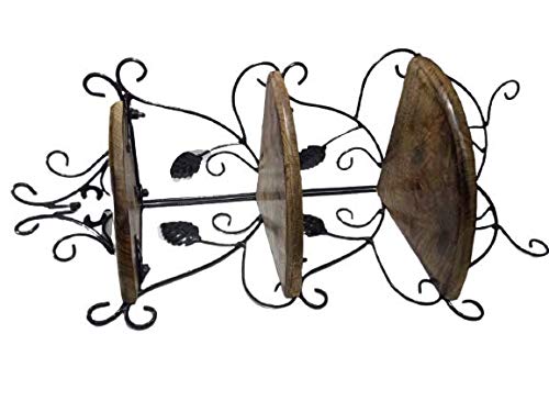 Delux Wood Carver Wooden and Wrought Corner Rack Side TableWall Shelf Wooden Corner Rack Home Decor