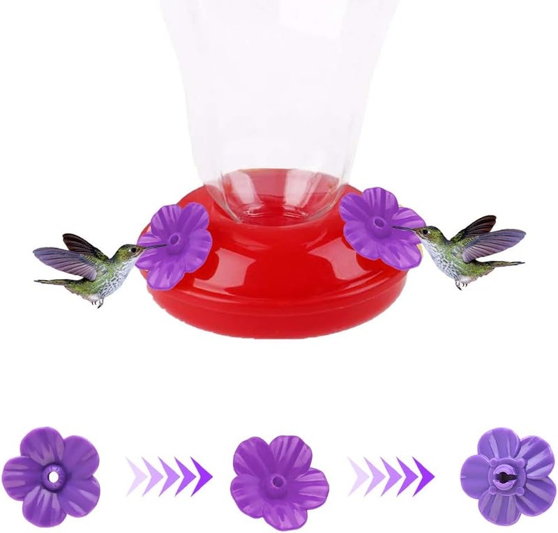 QIHOMPIB Hummingbird Feeder Parts, 16 PCS Hummingbird Feeder Replacement Flowers Purple, Bee Guards for Hummingbird Feeders Perky Pet Hummingbird Feeder Parts Glass Plastic Hummingbird Feeder Base Replacement - Image 2