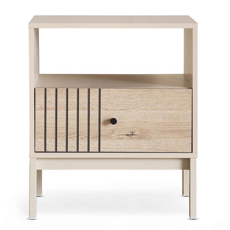 Pan Home ALONZO END TABLE WITH 1 DRAWER MELAMINE - NATURAL & WHITE - Image 5