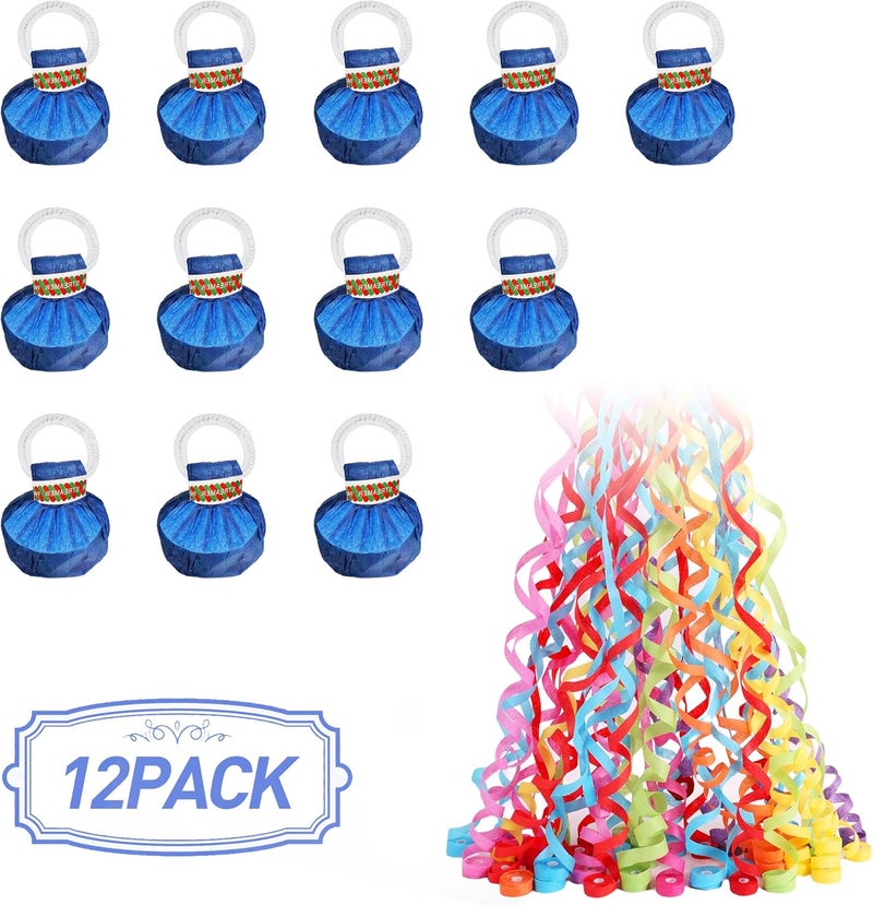 Pilvepidu No Mess Streamers,12Pack Colorful No Mess Confetti Poppers,Party Poppers for Birthday,Wedding,Party,Celebrations,School Opening,Graduation,Retirement Party (blue 12pack) - Image 3