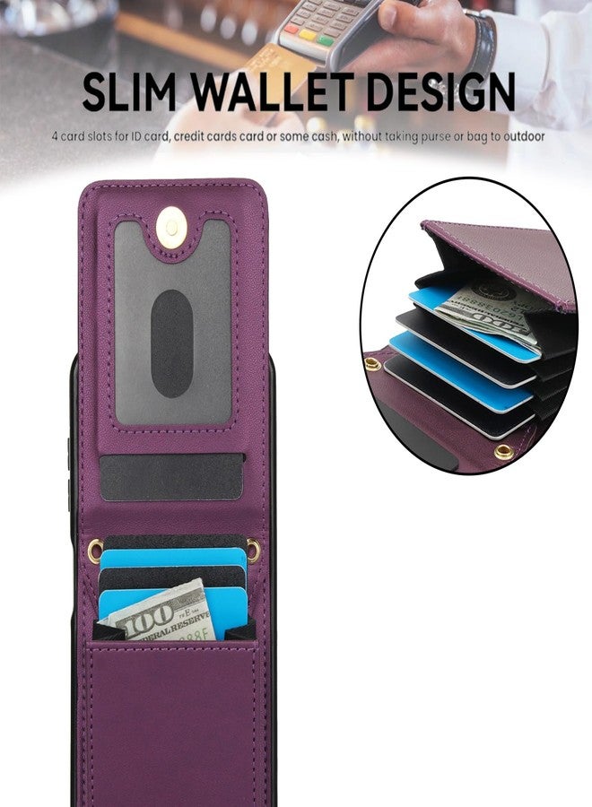 أسو ويش جراب هاتف سامسونج جالاكسي A13 4G/5G، غطاء محفظة مع واقي شاشة، فتحة لبطاقات الائتمان، حامل بطاقات، حزام كتف، حامل، وتقنية حجب RFID، متوافق مع A04s M13 G5 A 13 LTE 13A 2022، لون بنفسجي داكن، للنساء والرجال والفتيات - Image 2