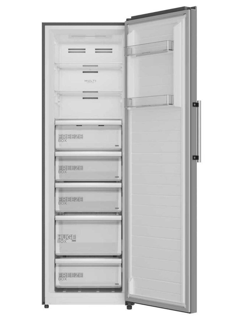 مديا Up Right Deep Freezer – No Frost - 280 Liter – 8 Drawers - Quattro Inverter – Digital Screen - Bru Steel - MDRU385FEN46 280 L 100 W MDRU385FEN46 Bru Steel - Image 2