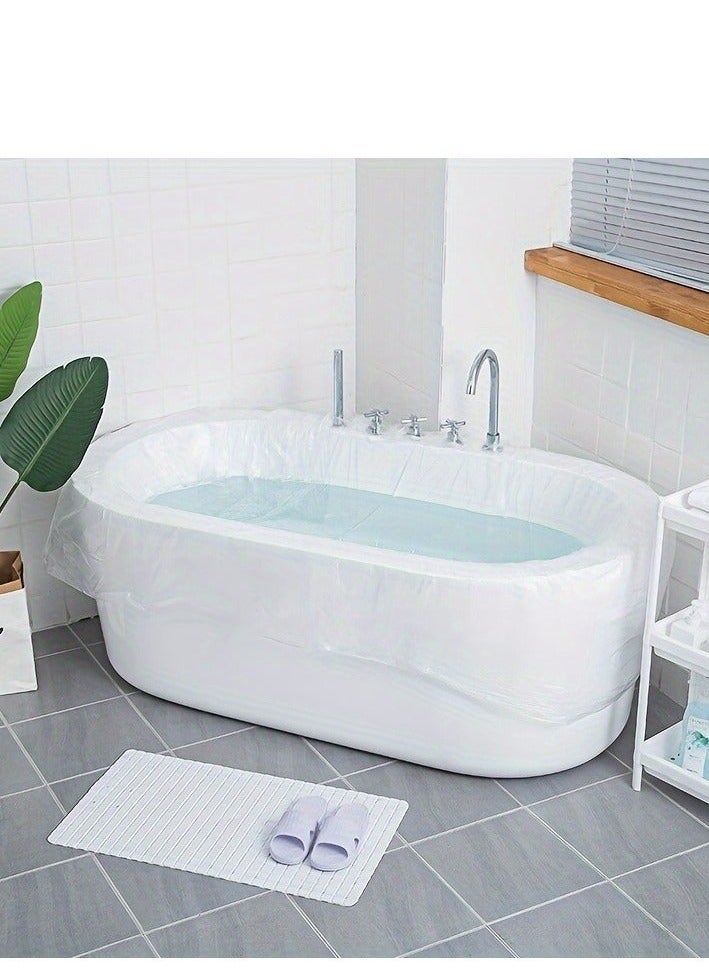 1Pc Portable Disposable Bathtub Cover - Spa-Quality Plastic Bath Liner For Travel  Home Use  - Image 2