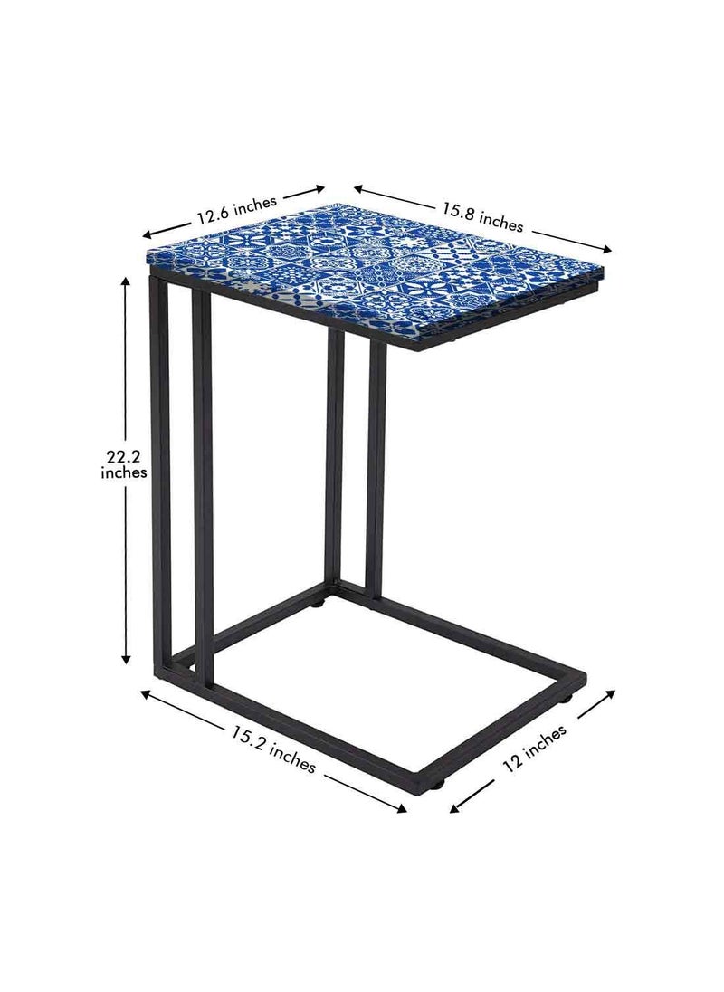 Nutcase Nutcase Design C Shaped Side Table for Laptop Work on Sofa CouchStudy Breakfast Snack Serving End Tables for Living Room Bedroom Tiles of Seville  - Image 3