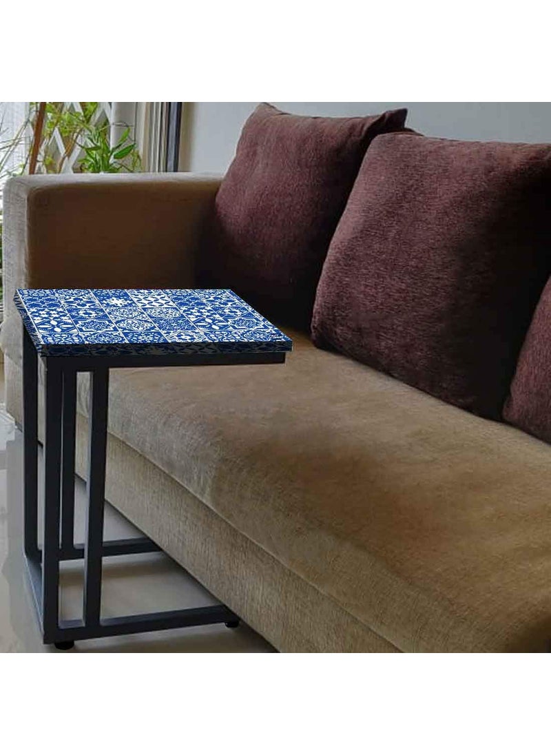 Nutcase Nutcase Design C Shaped Side Table for Laptop Work on Sofa CouchStudy Breakfast Snack Serving End Tables for Living Room Bedroom Tiles of Seville  - Image 2