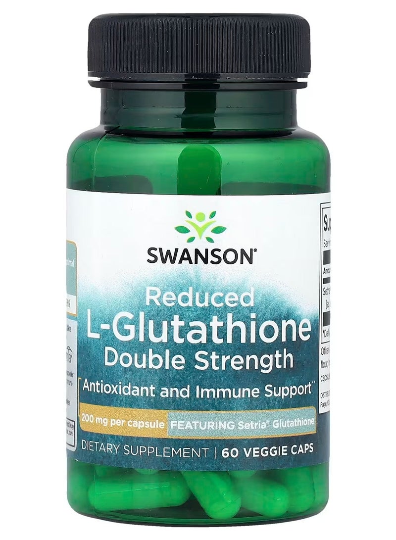 سوانسون Swanson, L-Glutathione مخفض، قوة مزدوجة، 200 ملجم، 60 كبسولة نباتية