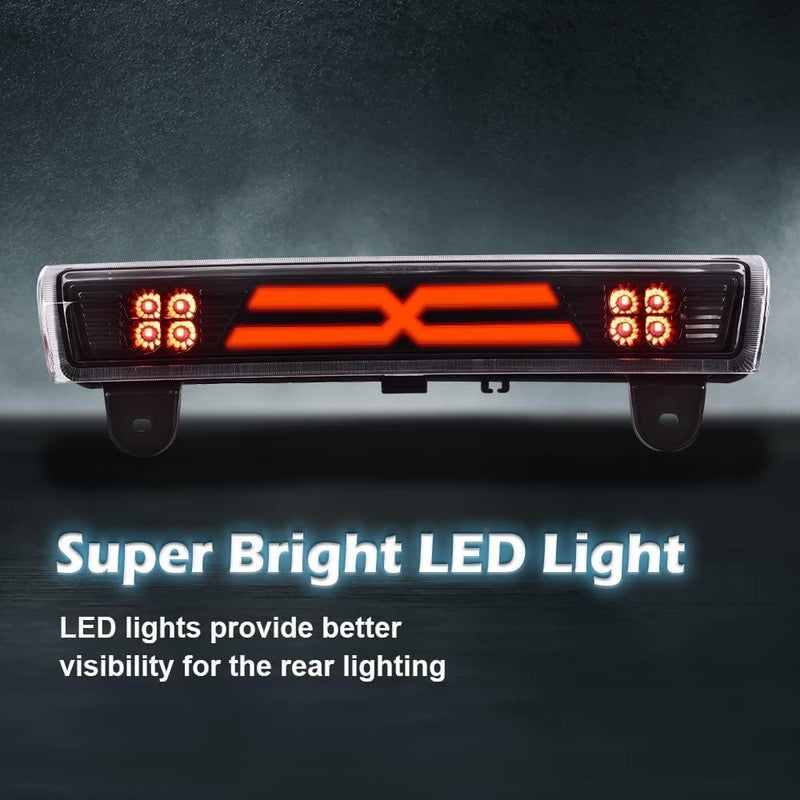 PIT66 LED Third 3rd Brake Light Compatible with Chevy Suburban 1500 2500 Tahoe 00-06/Fit GMC Yukon 00-06/Fit GMC Yukon XL 1500 2500 00-06 High Mount Stop Light Lamp Clear Lens Black Housing - Image 3