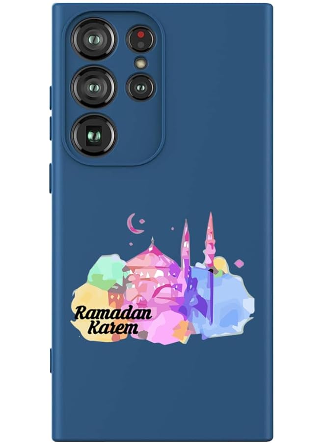 erorex Protective Slim Fit Case Liquid Silicone Cover With Full Body Protection Anti Scratch Shockproof Case For Samsung Galaxy S24 Ultra Blue Ramadan Kareem Multicolour Mcplssgs24Ubluea539 - Image 1