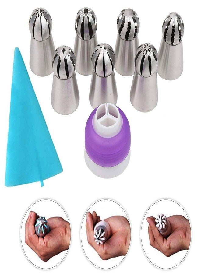 bilAnca ® Cake Decorator Russian Piping Frosting Tips Coupler Reusable Silicone Washable Icing Bag with 7 Stainless Steel Nozzles - Image 3