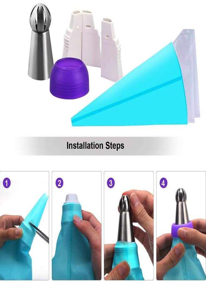 bilAnca ® Cake Decorator Russian Piping Frosting Tips Coupler Reusable Silicone Washable Icing Bag with 7 Stainless Steel Nozzles - Image 4
