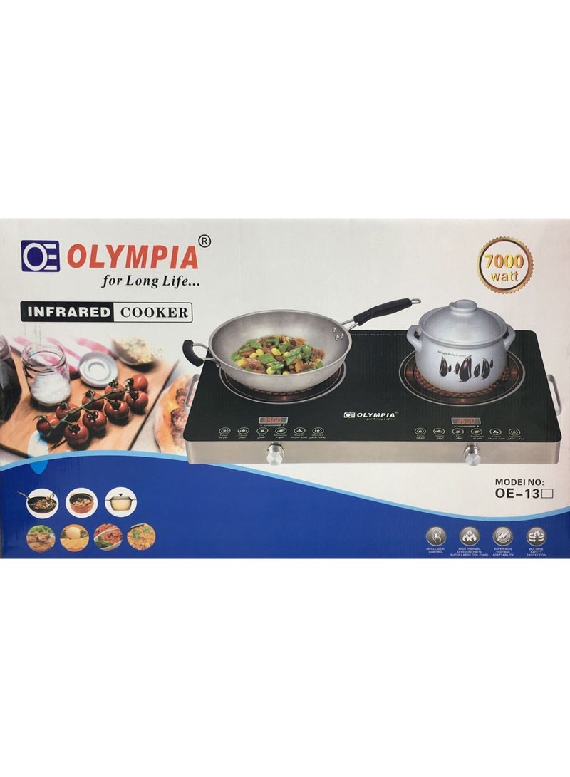 Olympia Double Burner Infrared Cooker - 4 Digit LED Display, Multi-Stage Power Settings, Knob & Touch Control, Portable & Compact with Automatic Safety Switch 7000W  - Image 4