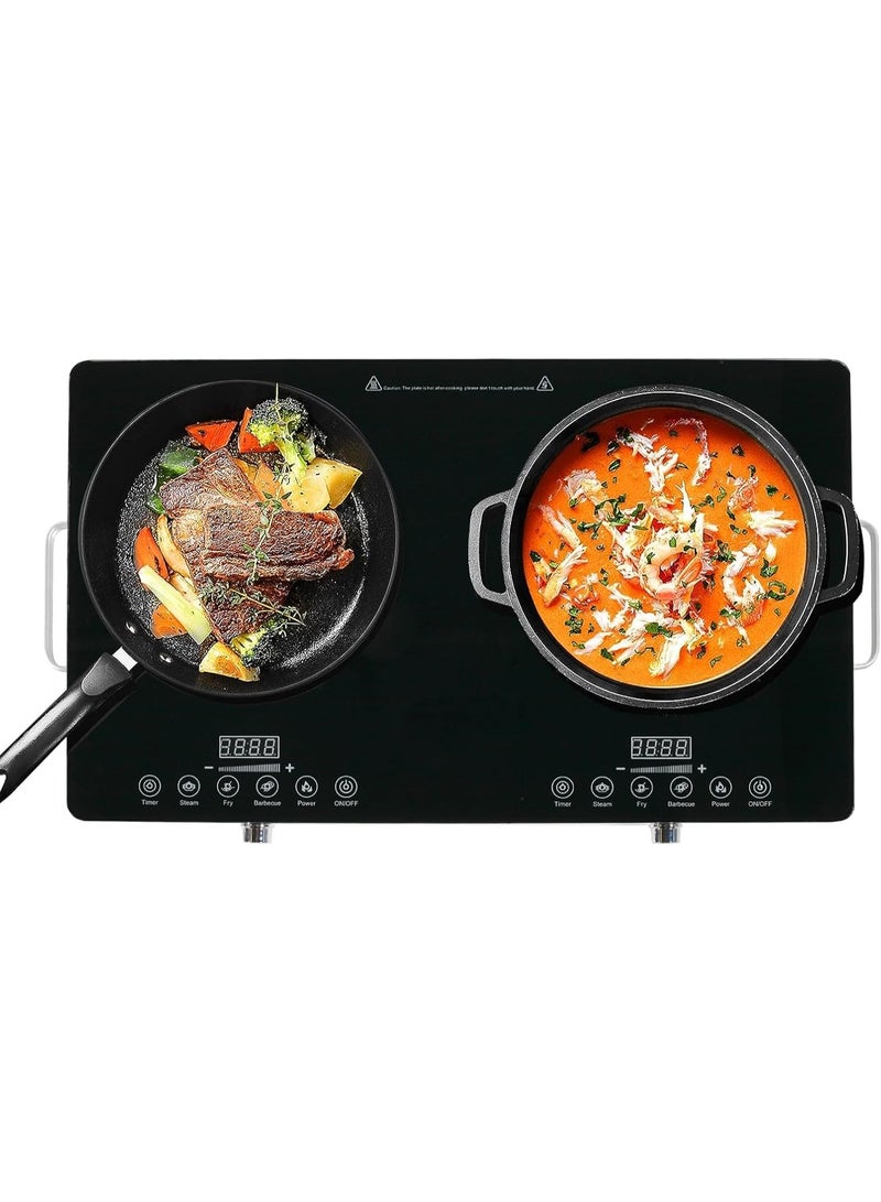 Olympia Double Burner Infrared Cooker - 4 Digit LED Display, Multi-Stage Power Settings, Knob & Touch Control, Portable & Compact with Automatic Safety Switch 7000W  - Image 2